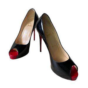 Christian Louboutin Lady Peep 150 Black Patent Leather Heels – Size 37.5